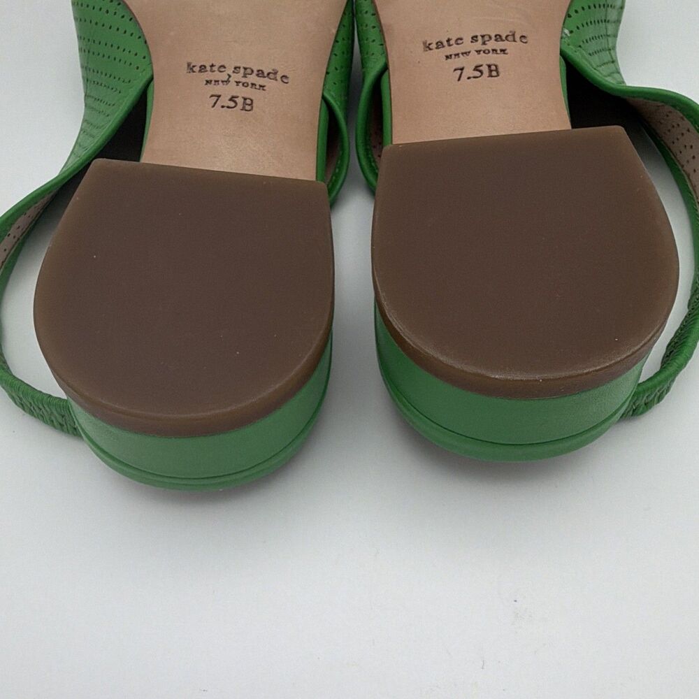 Kate Spade New York Women's Green Leather Slingback Bow Flats Pointed Toe 7.5B - Picture 10 of 10
